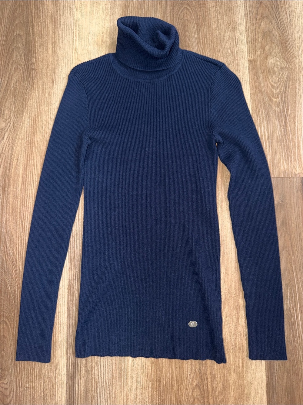 Lauren Ralph Lauren Navy Blue Ribbed Turtleneck Sweater Long Sleeve XS Women's